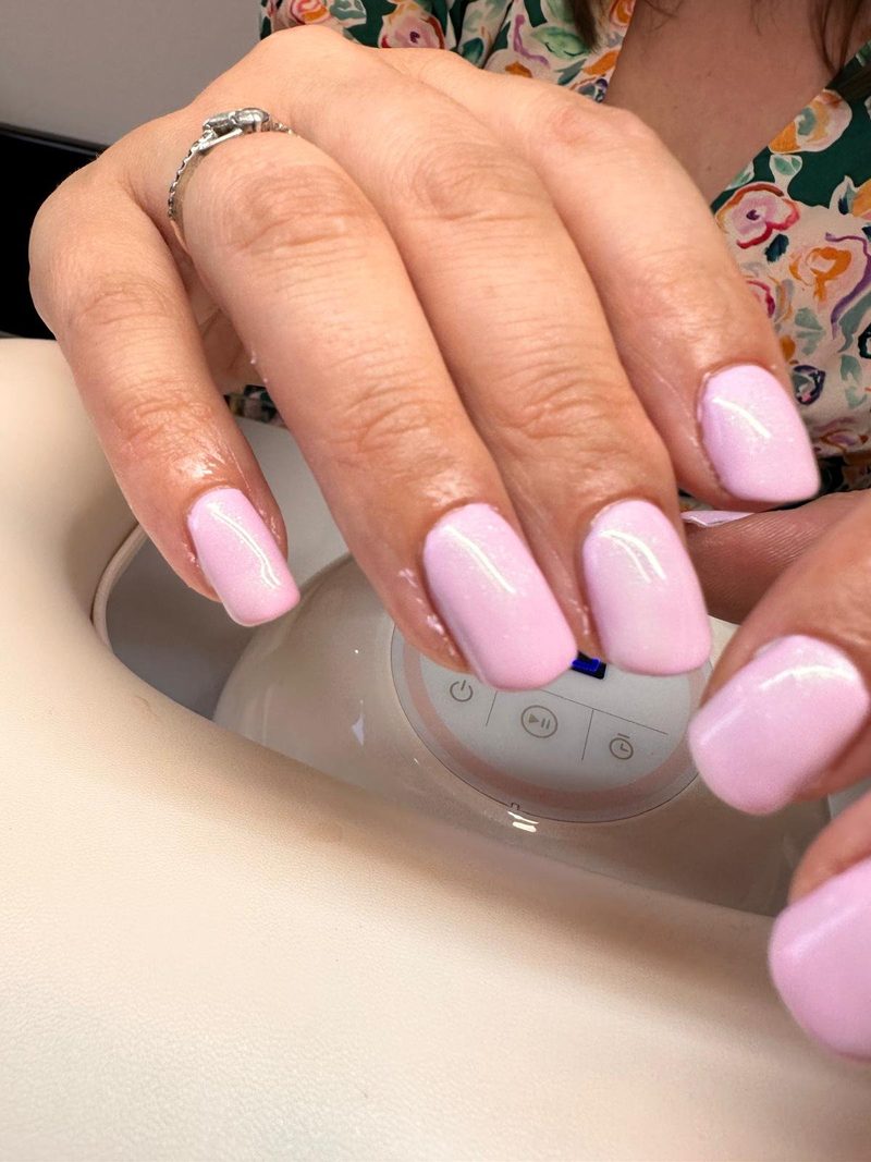 Pale pink gel nails